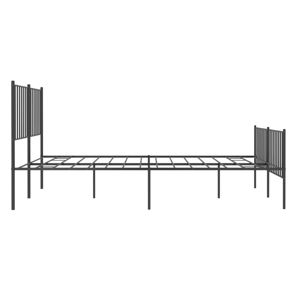 Metal Bed Frame without Mattress with Footboard Black 120x190cm