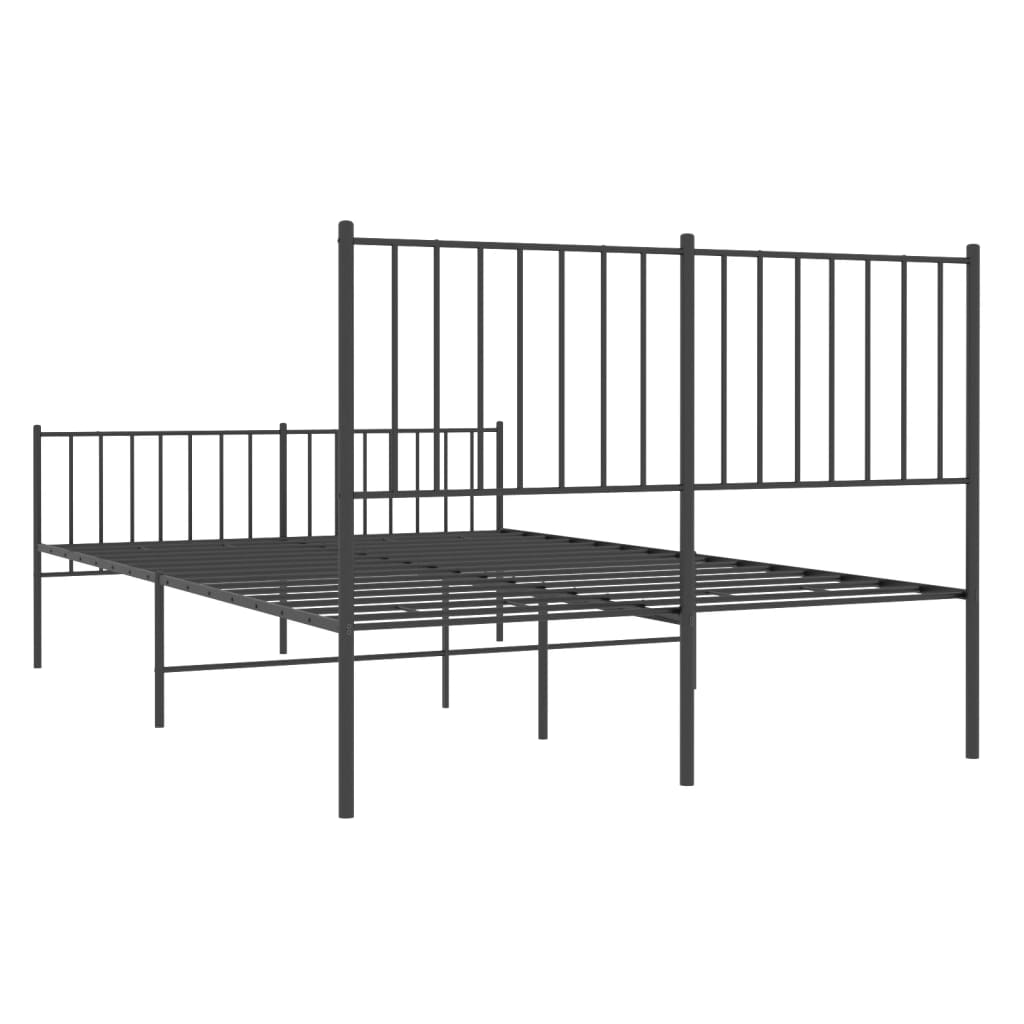 Metal Bed Frame without Mattress with Footboard Black 120x190cm
