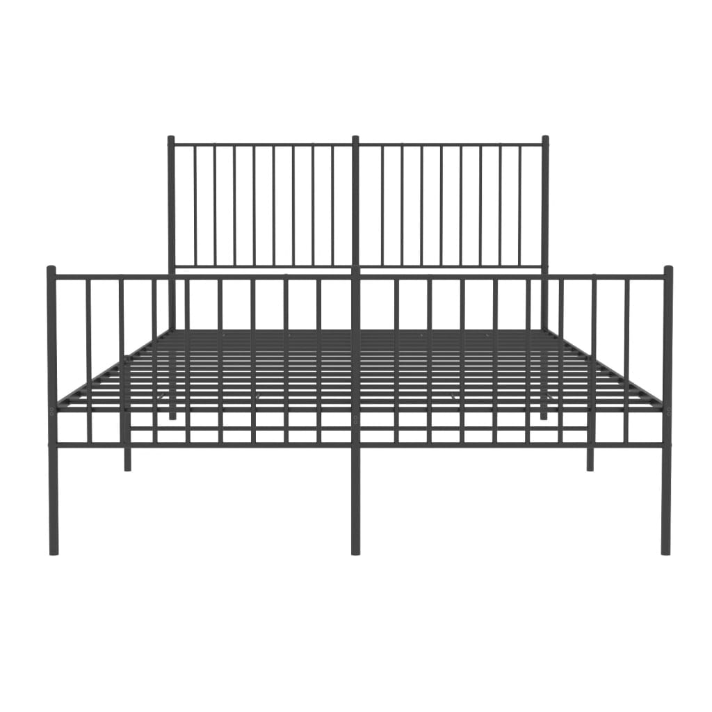 Metal Bed Frame without Mattress with Footboard Black 140x190cm