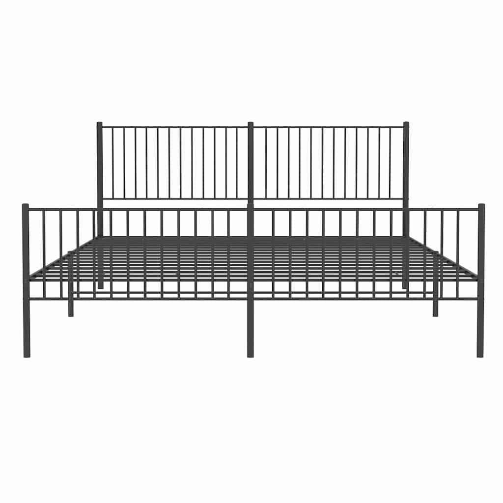 Metal Bed Frame without Mattress with Footboard Black 193x203cm
