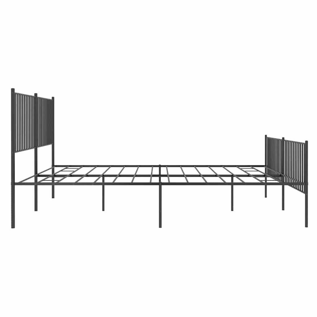 Metal Bed Frame without Mattress with Footboard Black 193x203cm