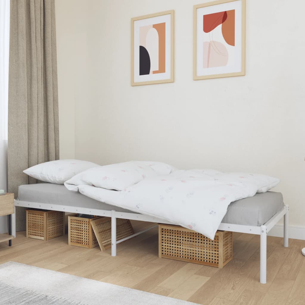 vidaXL Metal Bed Frame without Mattress White 75x190cm