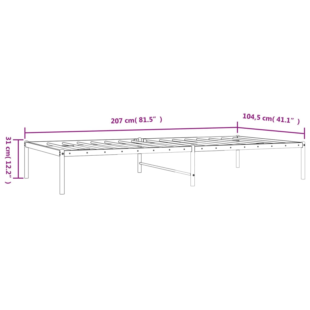 Metal Bed Frame without Mattress White 100x200cm