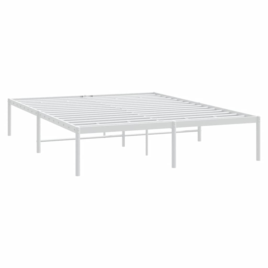 Metal Bed Frame without Mattress White 160x200cm
