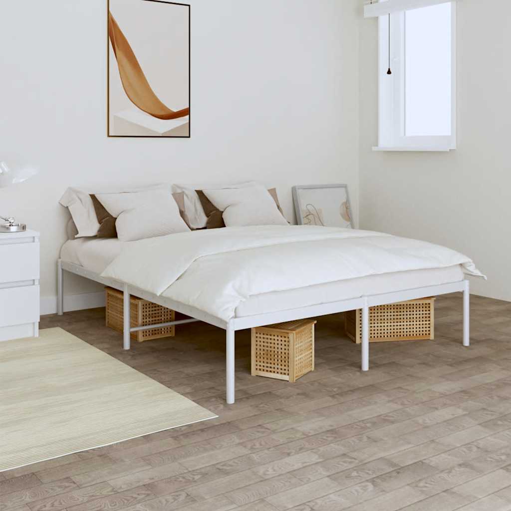 Metal Bed Frame without Mattress White 160x200cm