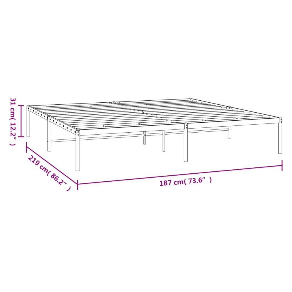 vidaXL Metal Bed Frame without Mattress White 183x213cm