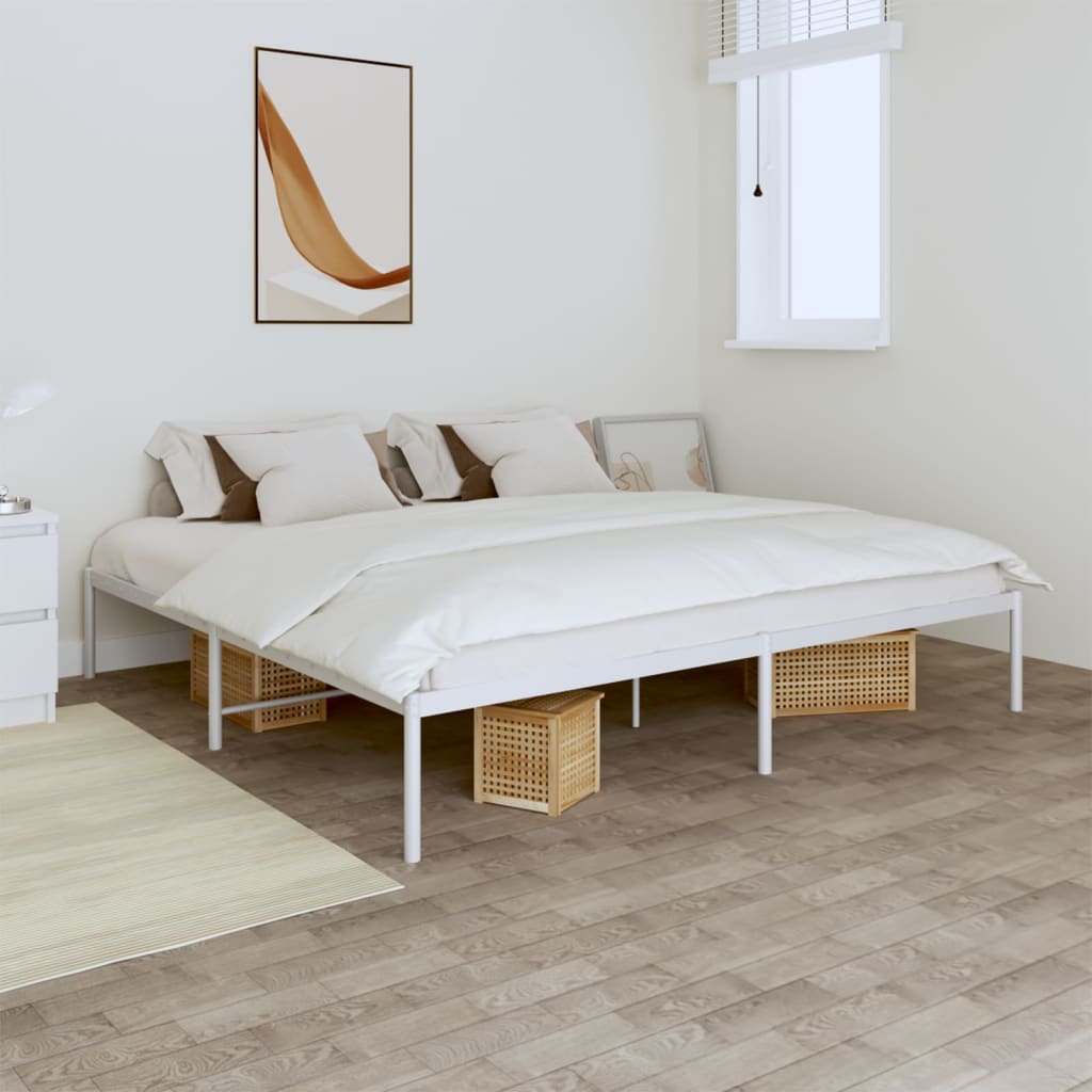 Metal Bed Frame without Mattress White 193x203cm