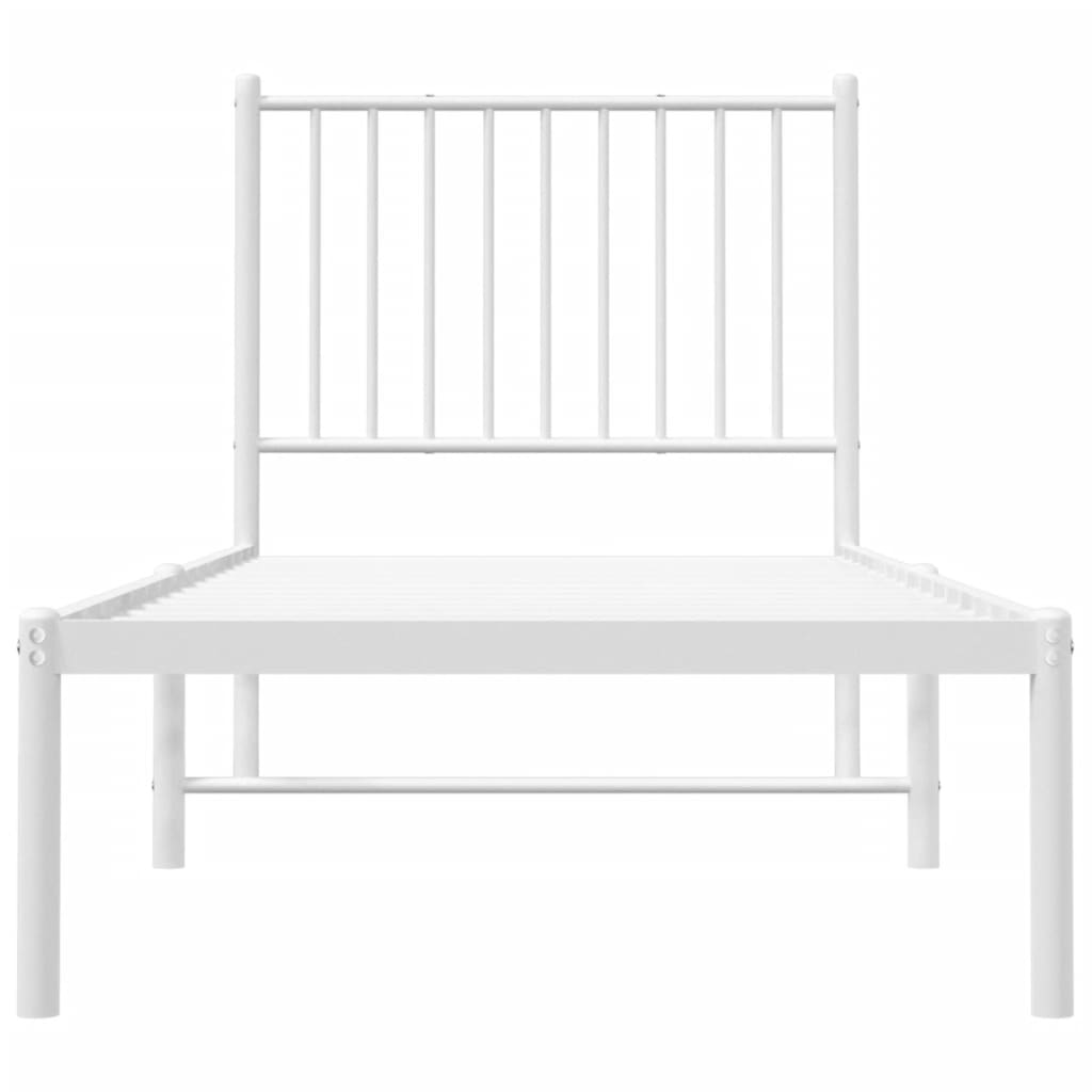 vidaXL Metal Bed Frame without Mattress with Headboard White 75x190cm