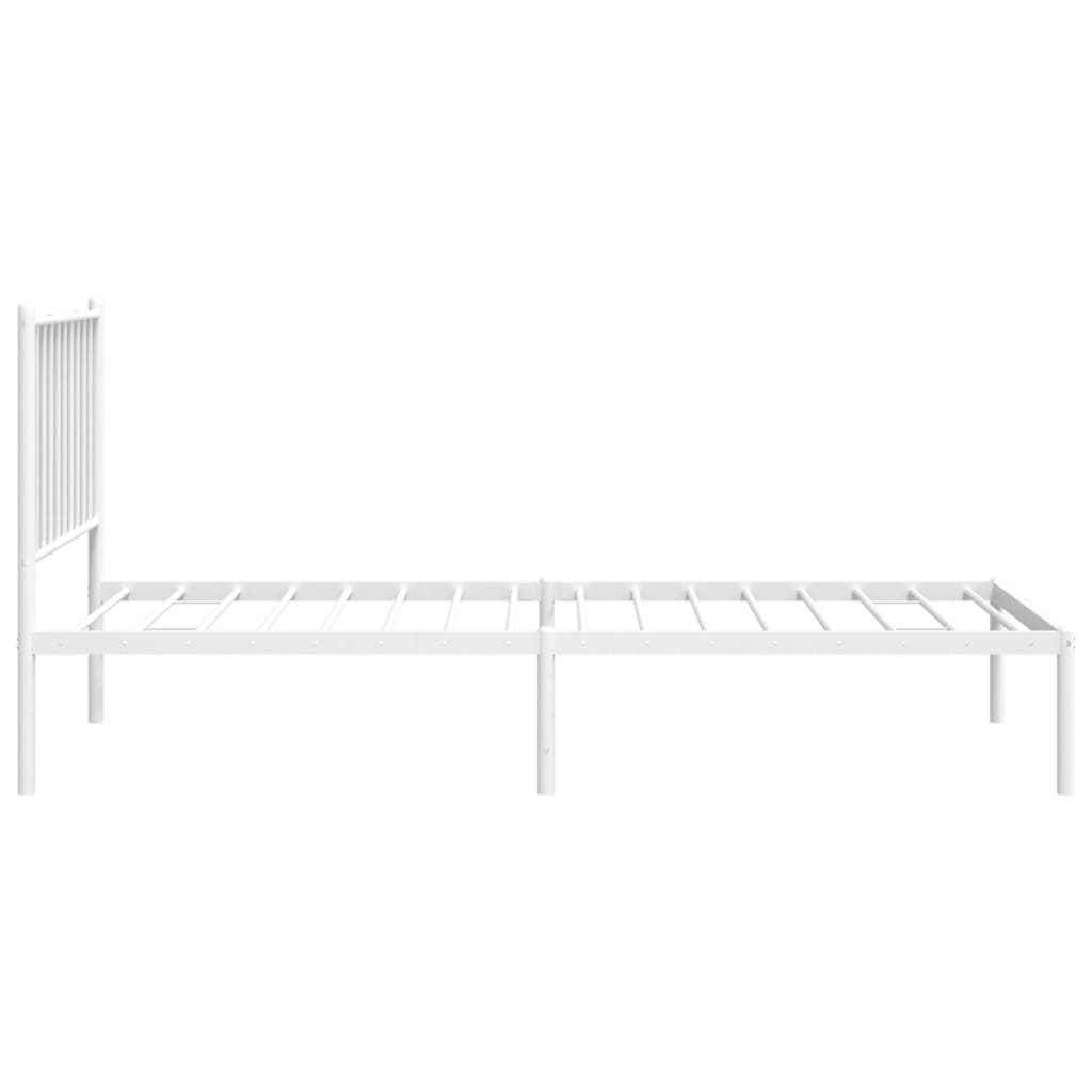 vidaXL Metal Bed Frame without Mattress with Headboard White 75x190cm