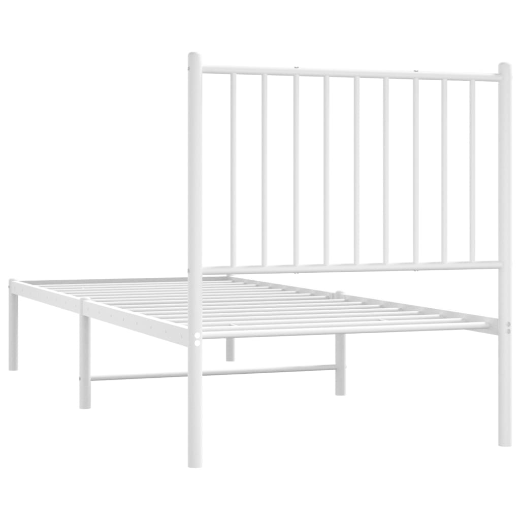 vidaXL Metal Bed Frame without Mattress with Headboard White 75x190cm