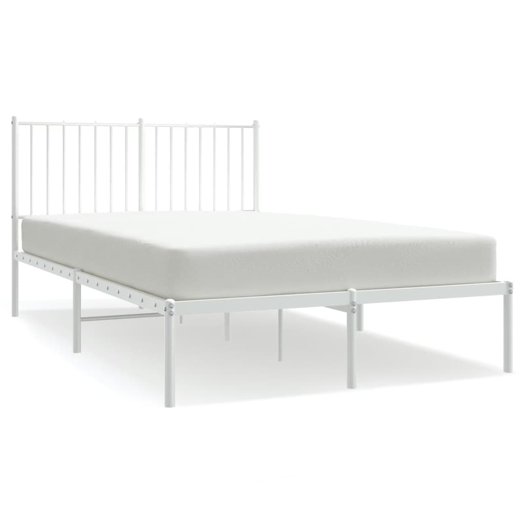 Metal Bed Frame without Mattress with Headboard White 120x200cm