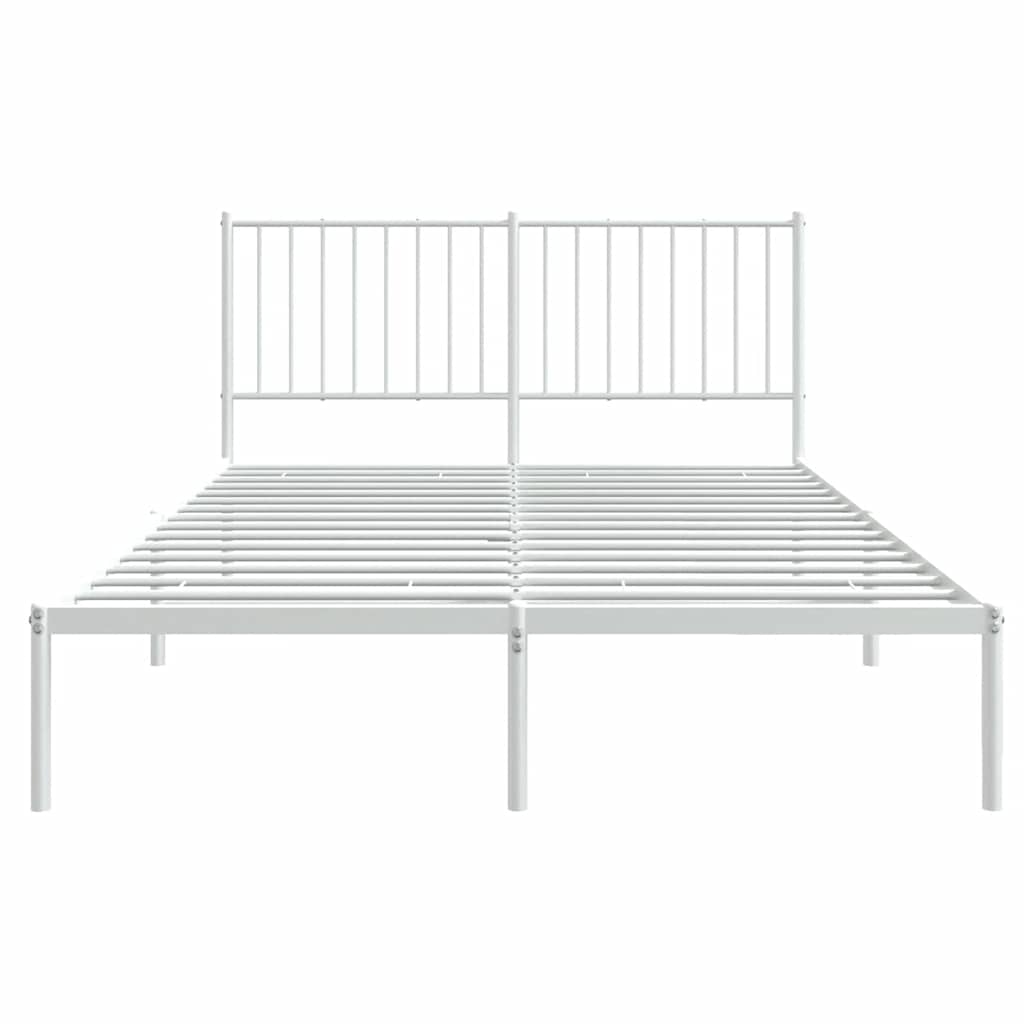 Metal Bed Frame without Mattress with Headboard White 135x190cm