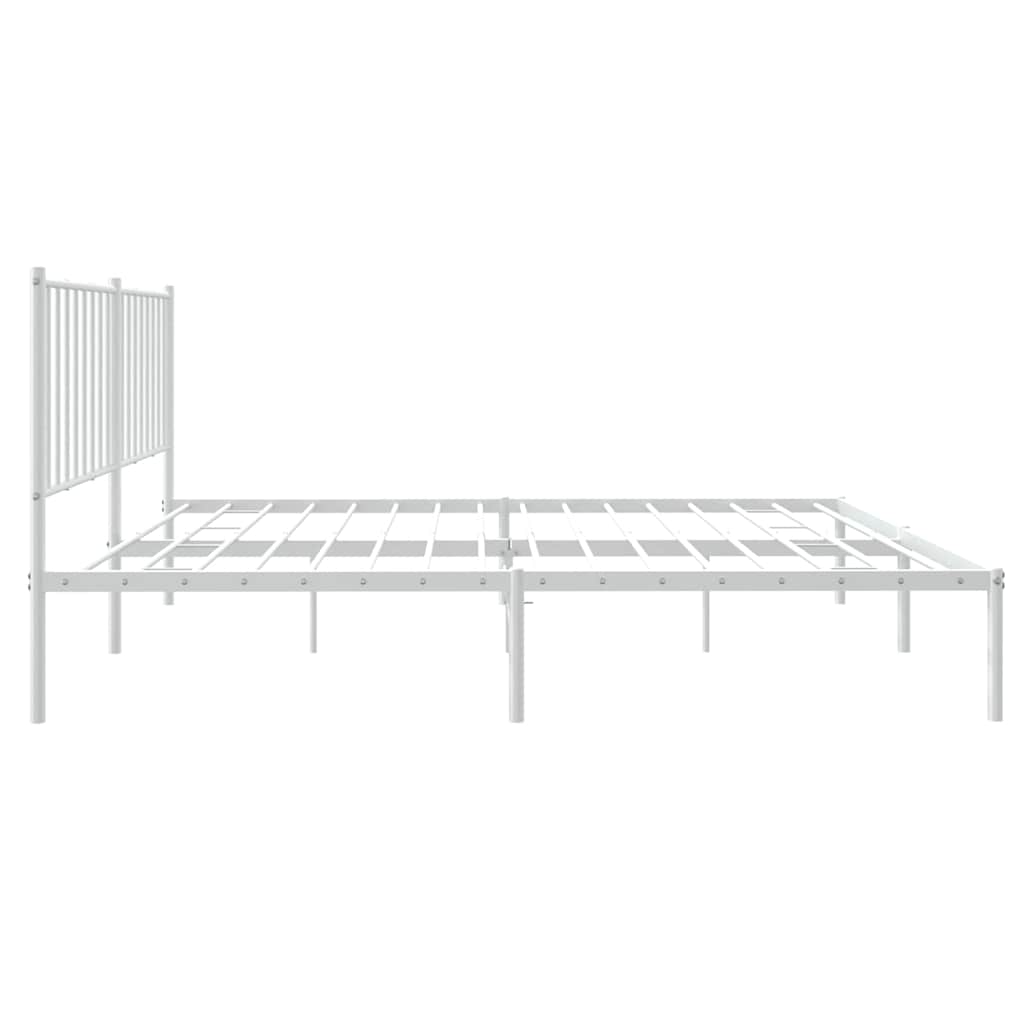 Metal Bed Frame without Mattress with Headboard White 135x190cm