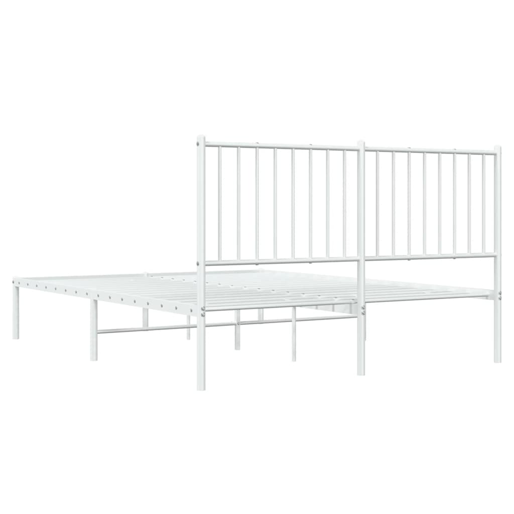 Metal Bed Frame without Mattress with Headboard White 135x190cm