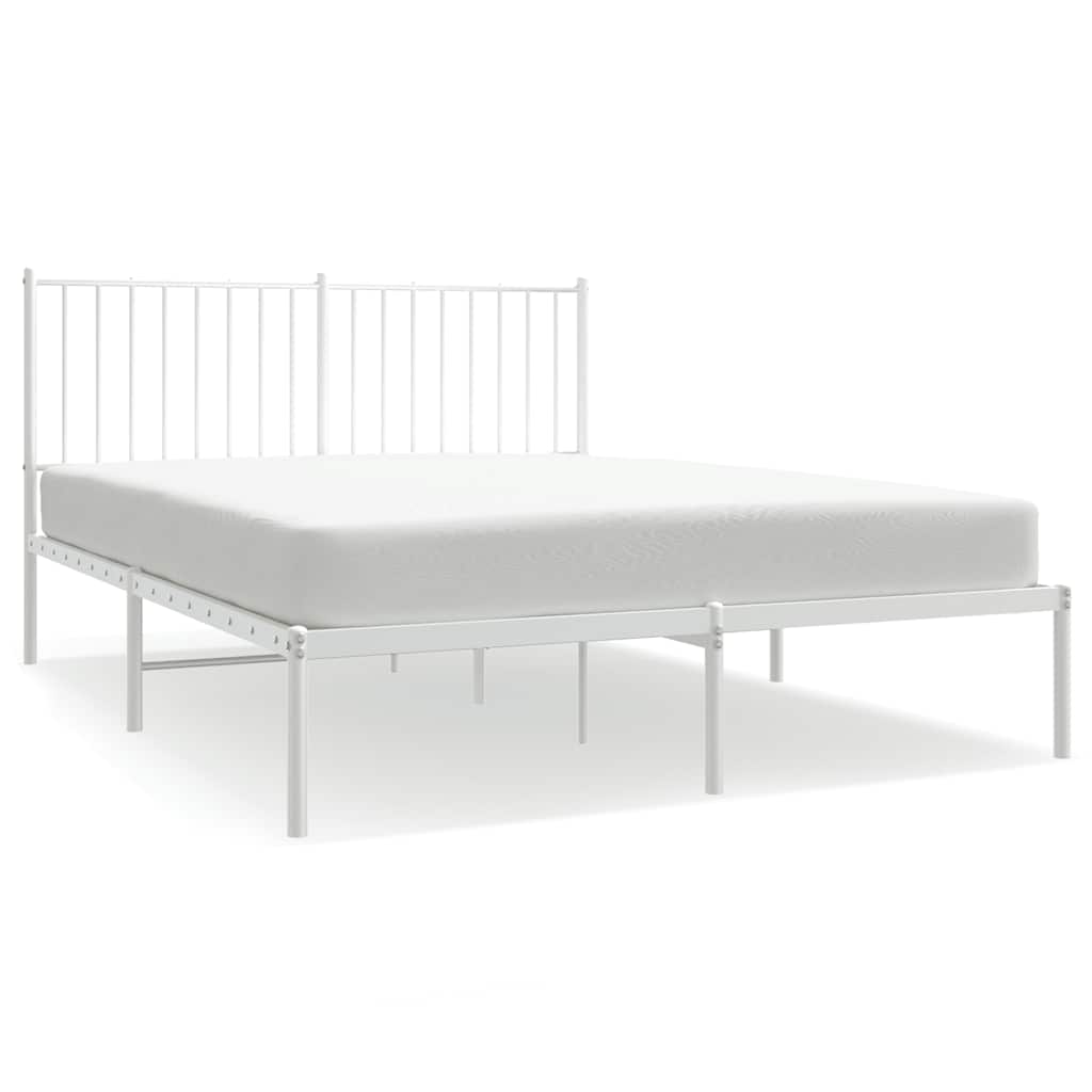 Metal Bed Frame without Mattress with Headboard White 140x200cm