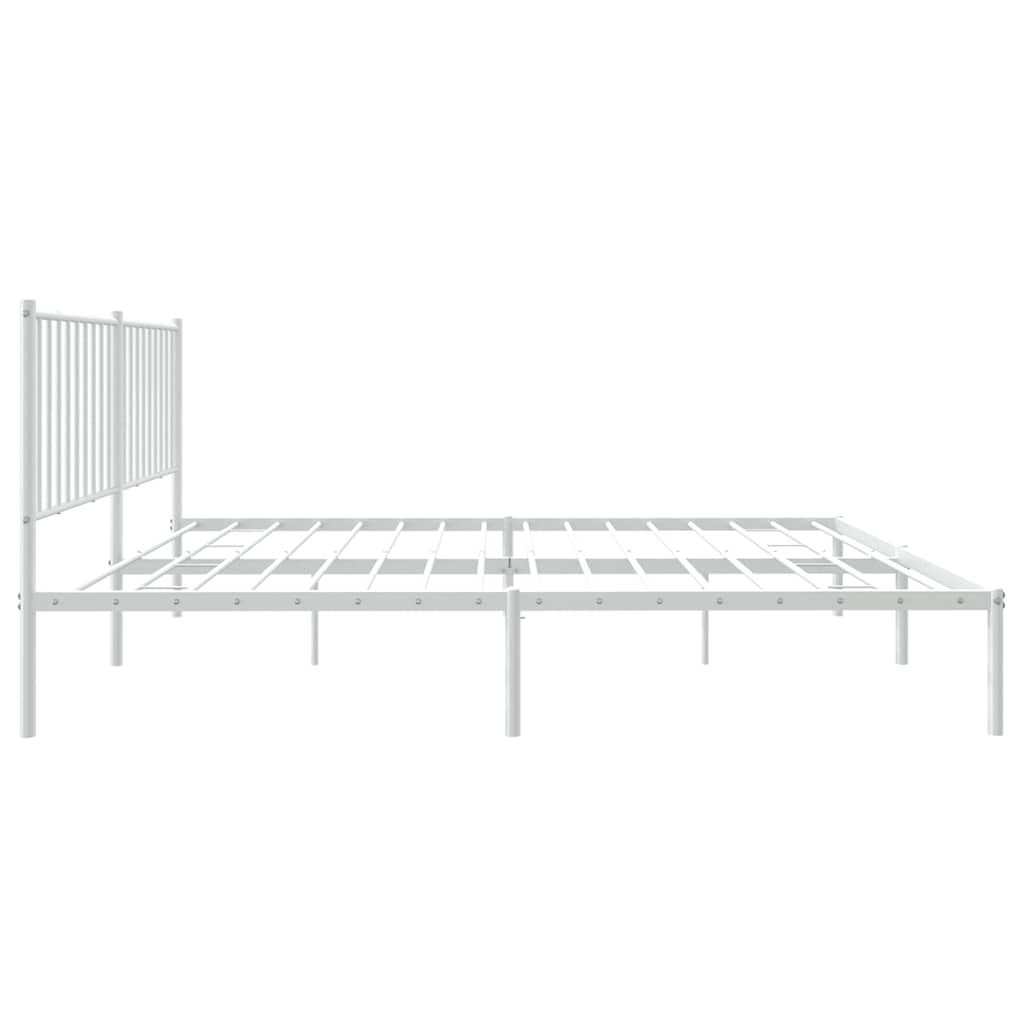 Metal Bed Frame without Mattress with Headboard White 160x200cm