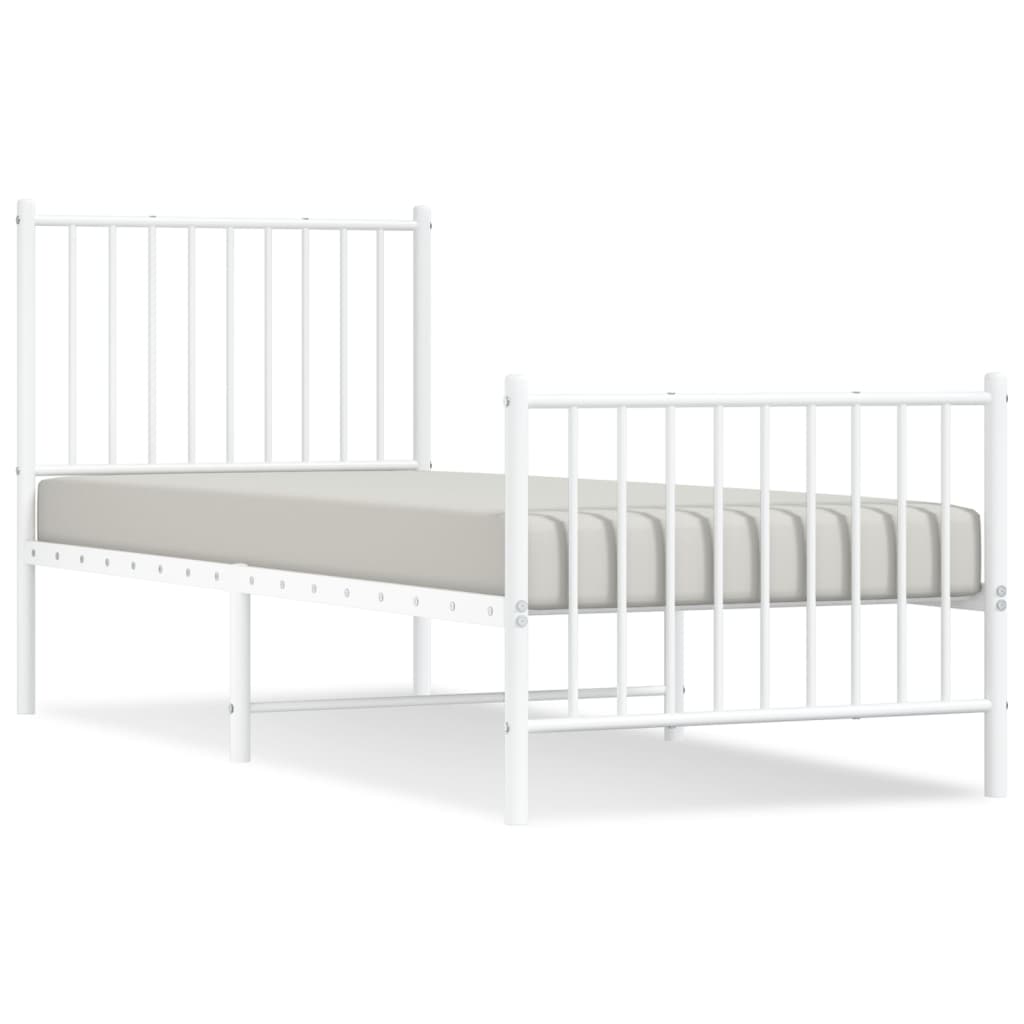 vidaXL Metal Bed Frame without Mattress with Footboard White 80x200cm