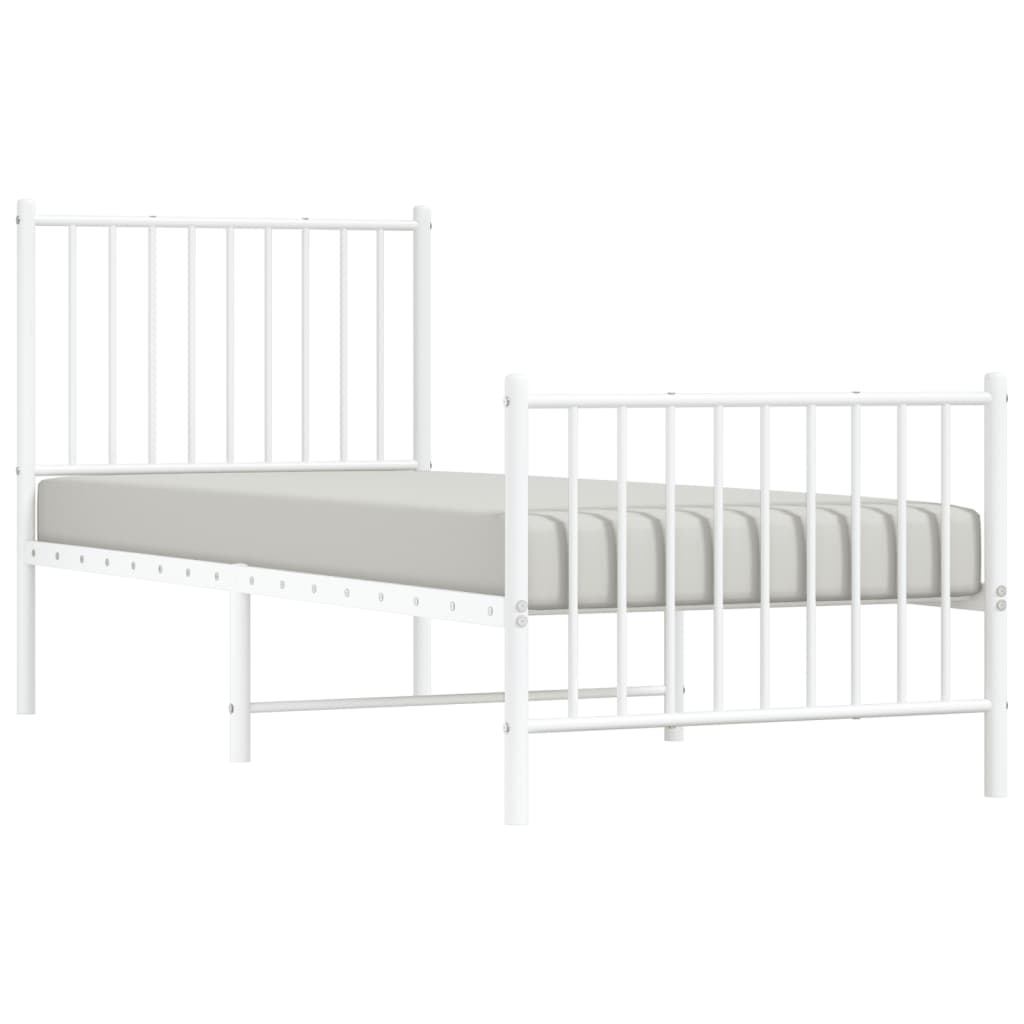 vidaXL Metal Bed Frame without Mattress with Footboard White 80x200cm