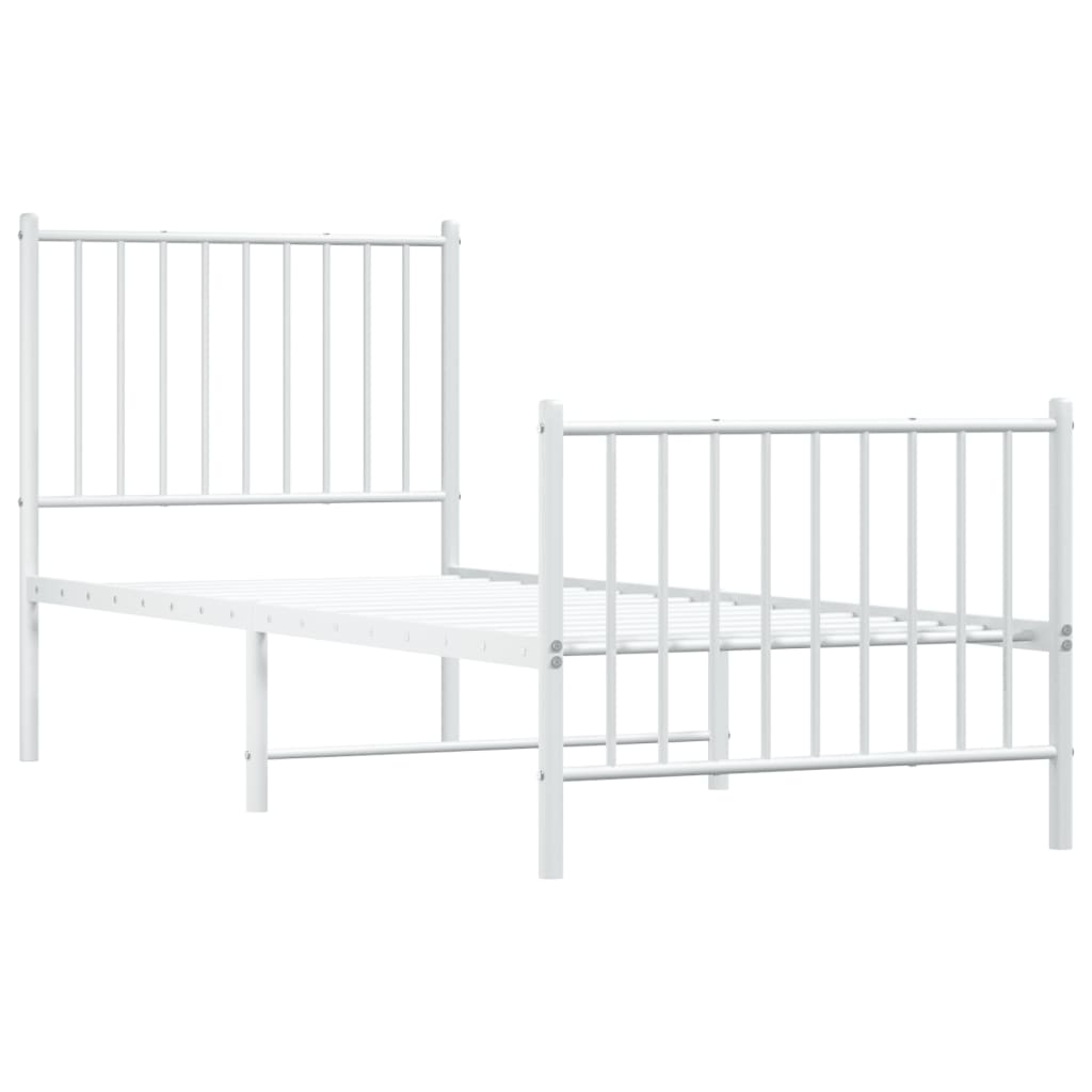 vidaXL Metal Bed Frame without Mattress with Footboard White 80x200cm