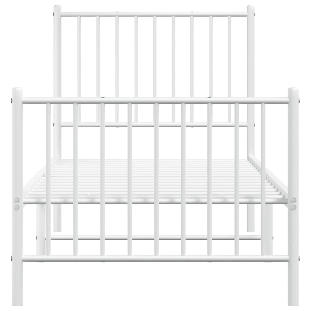 vidaXL Metal Bed Frame without Mattress with Footboard White 80x200cm