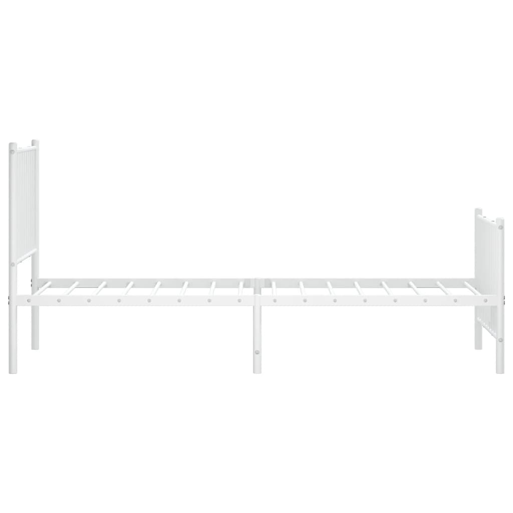 vidaXL Metal Bed Frame without Mattress with Footboard White 80x200cm