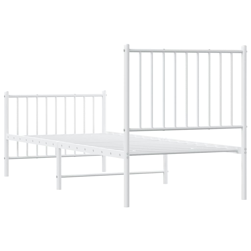 vidaXL Metal Bed Frame without Mattress with Footboard White 80x200cm