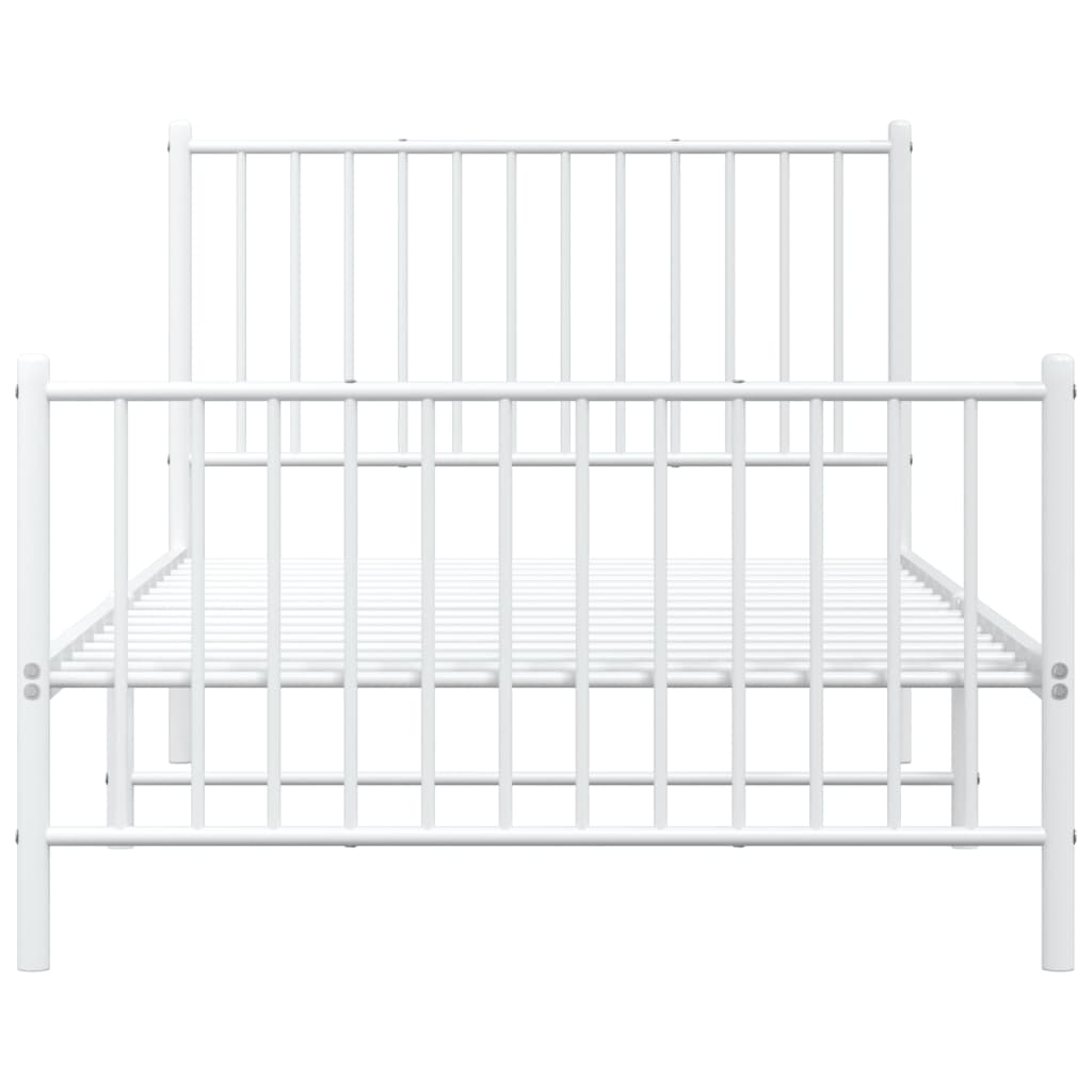 vidaXL Metal Bed Frame without Mattress with Footboard White 100x190cm