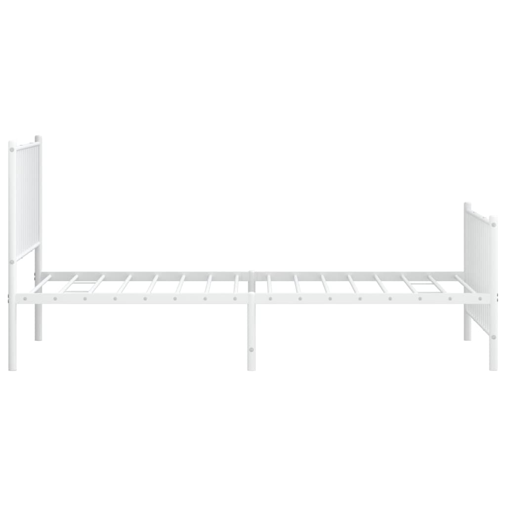 vidaXL Metal Bed Frame without Mattress with Footboard White 100x190cm