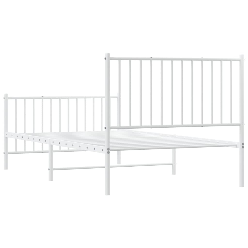 vidaXL Metal Bed Frame without Mattress with Footboard White 100x190cm