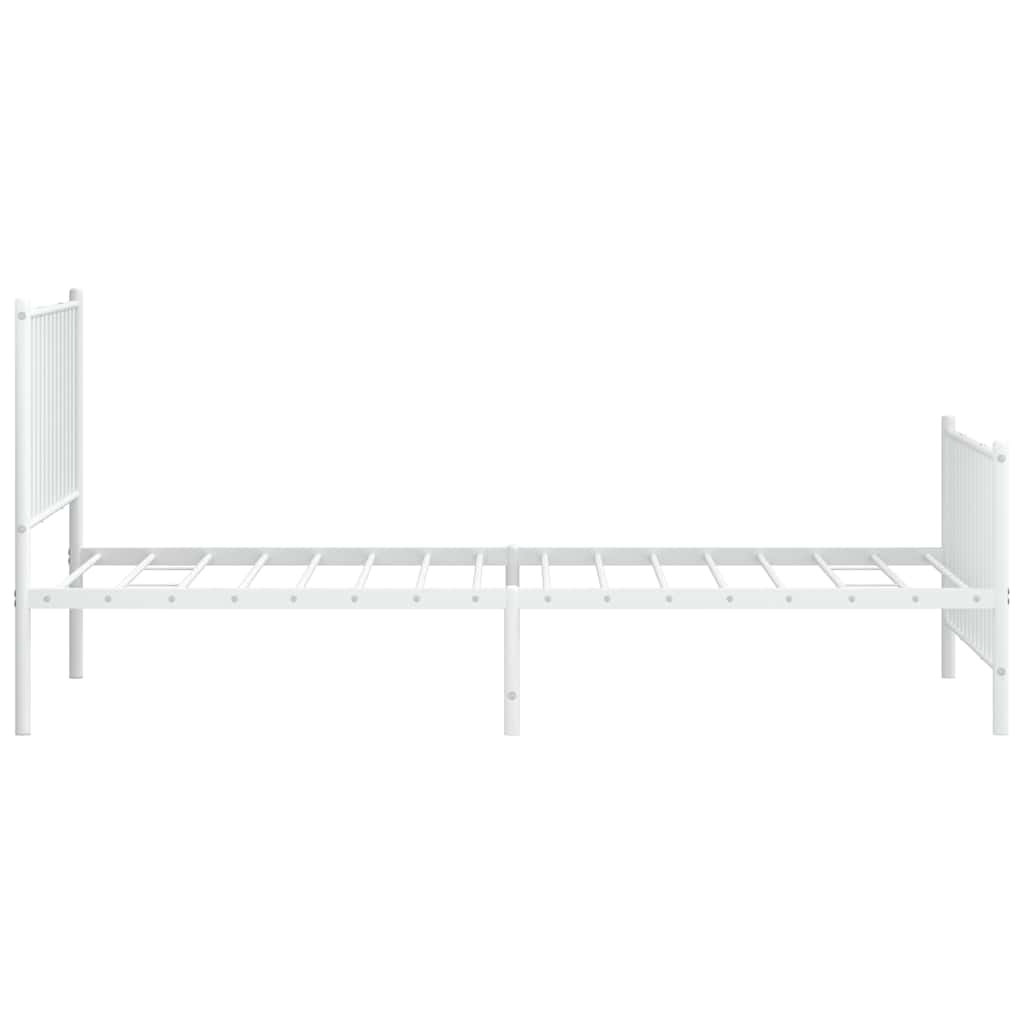 Metal Bed Frame without Mattress with Footboard White 100x200cm