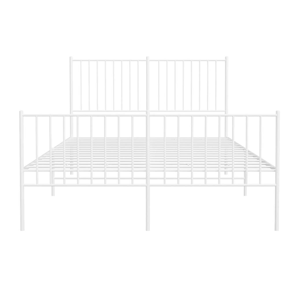 Metal Bed Frame without Mattress with Footboard White 140x190cm