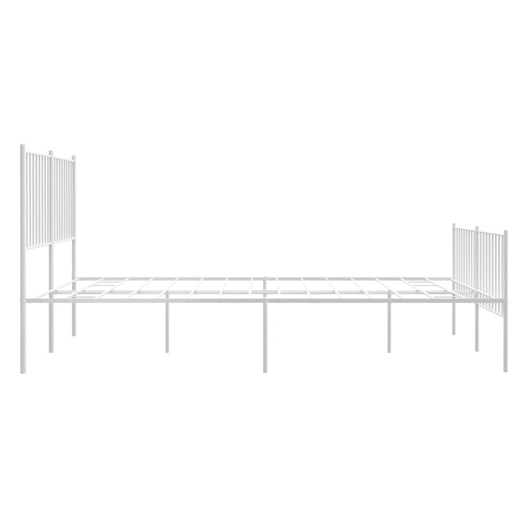 Metal Bed Frame without Mattress with Footboard White 140x190cm