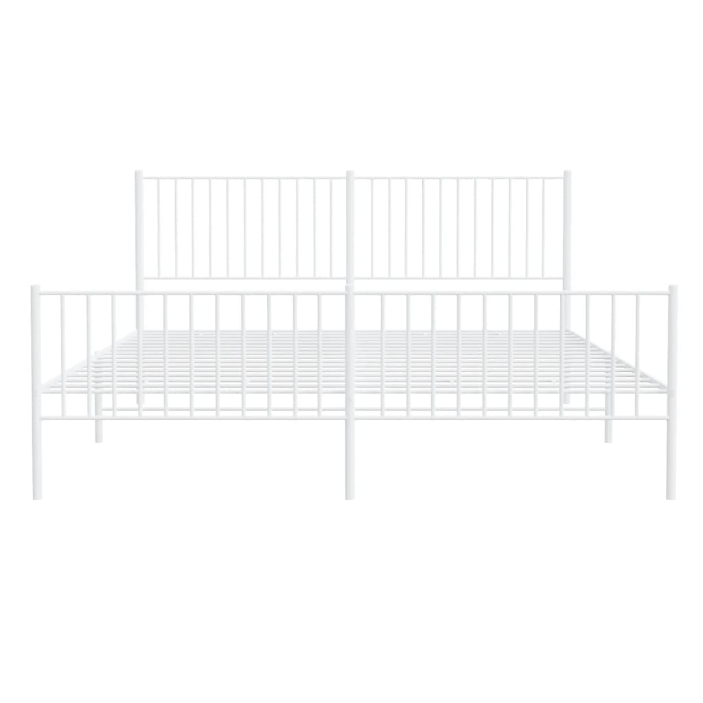 vidaXL Metal Bed Frame without Mattress with Footboard White 183x213cm