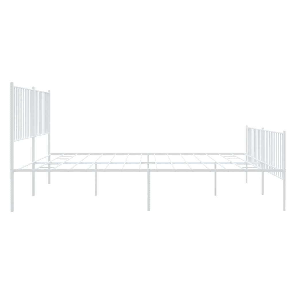 vidaXL Metal Bed Frame without Mattress with Footboard White 183x213cm