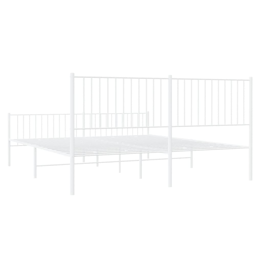 vidaXL Metal Bed Frame without Mattress with Footboard White 183x213cm