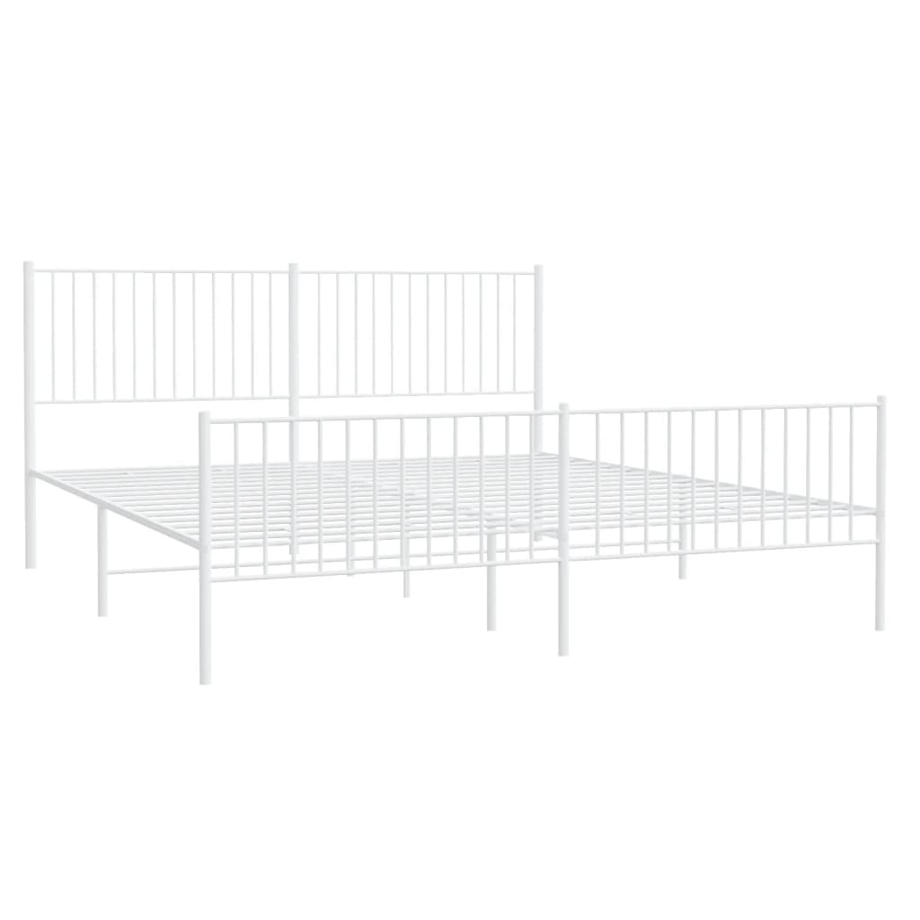 vidaXL Metal Bed Frame without Mattress with Footboard White 193x203cm