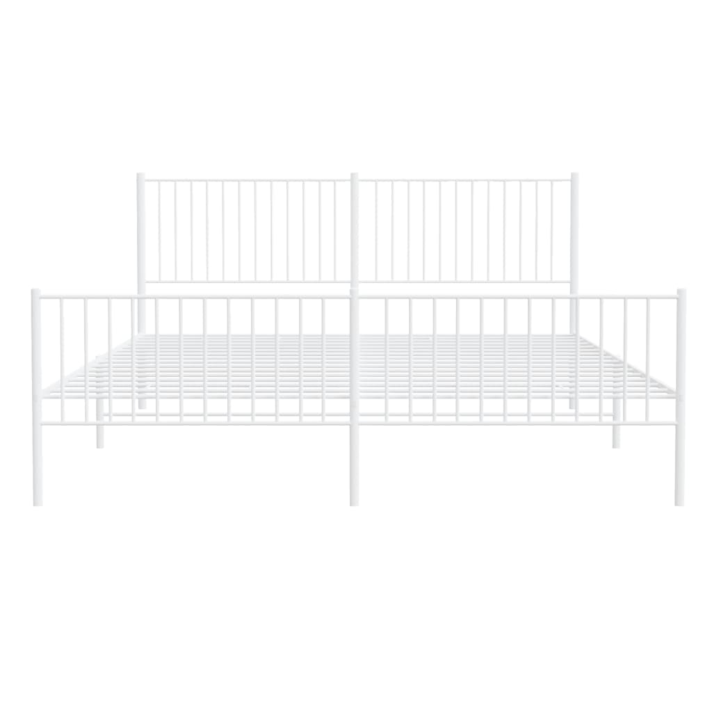 vidaXL Metal Bed Frame without Mattress with Footboard White 193x203cm