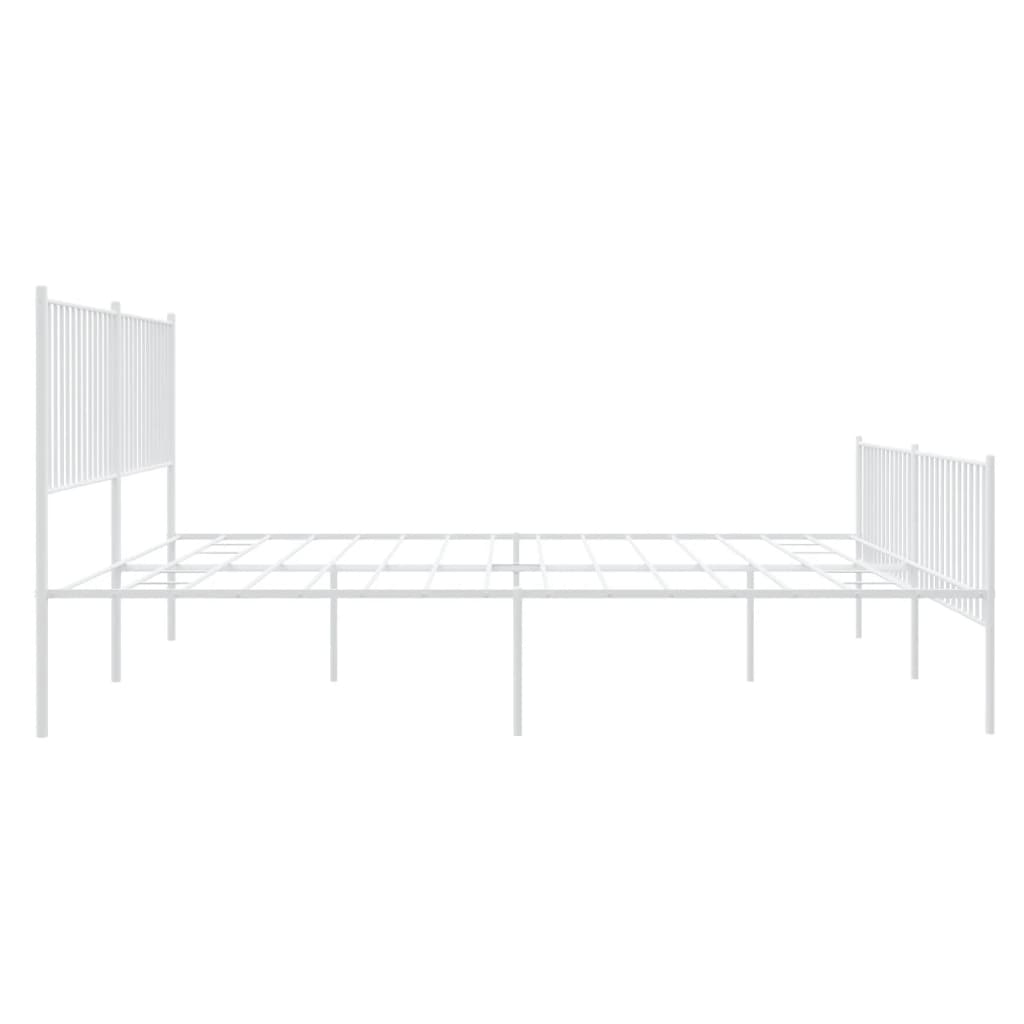 vidaXL Metal Bed Frame without Mattress with Footboard White 193x203cm