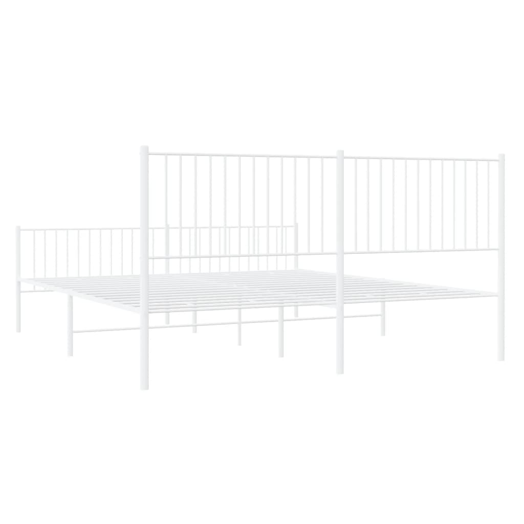 vidaXL Metal Bed Frame without Mattress with Footboard White 193x203cm