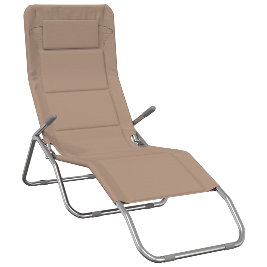 vidaXL Folding Sun Loungers 2 pcs Taupe Textilene&Powder-coated Steel