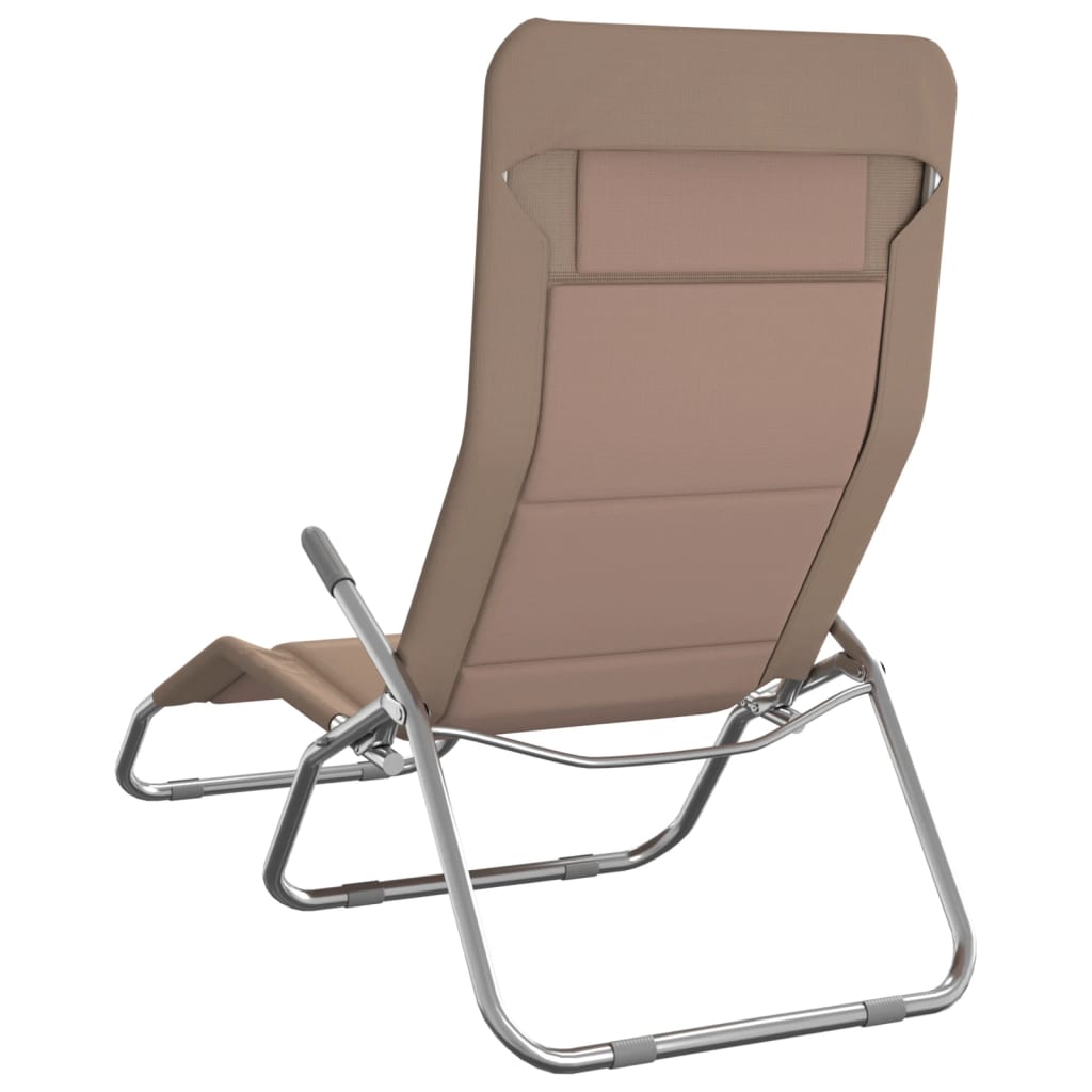 vidaXL Folding Sun Loungers 2 pcs Taupe Textilene&Powder-coated Steel