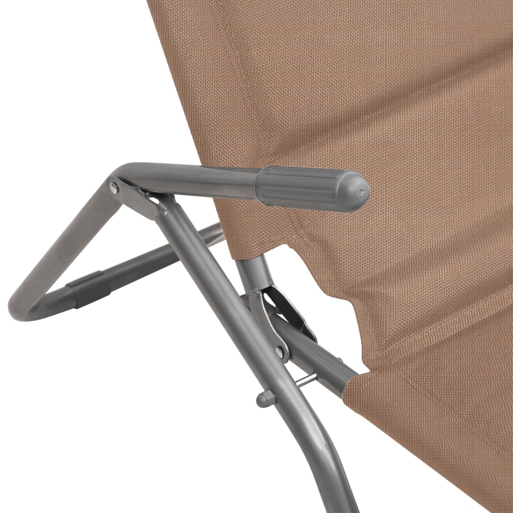 vidaXL Folding Sun Loungers 2 pcs Taupe Textilene&Powder-coated Steel