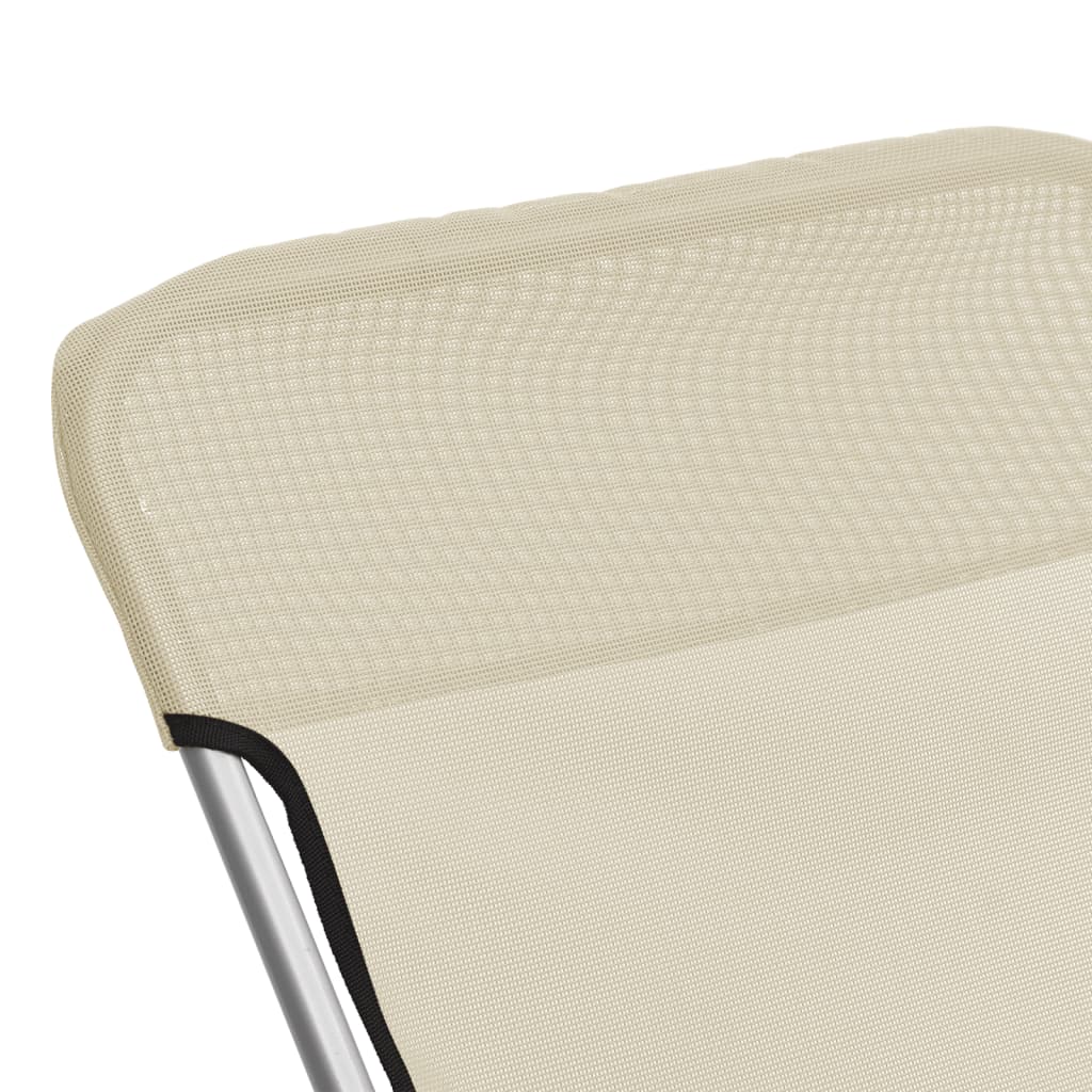Folding Beach Chairs 2 pcs Cream Textilene&Powder-coated Steel