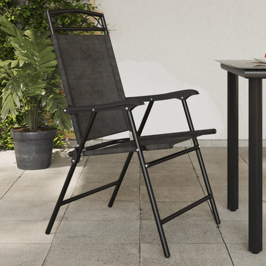 Folding Chairs 2 pcs Melange Grey Steel and Textilene