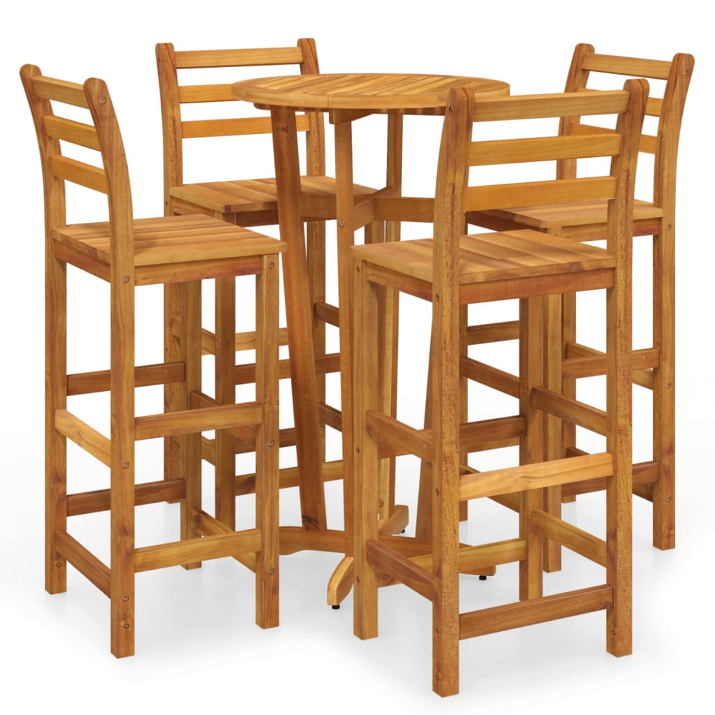 vidaXL 5 Piece Garden Bar Set Solid Wood  Acacia