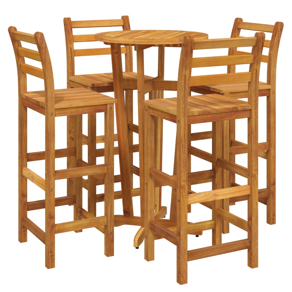 vidaXL 5 Piece Garden Bar Set Solid Wood  Acacia