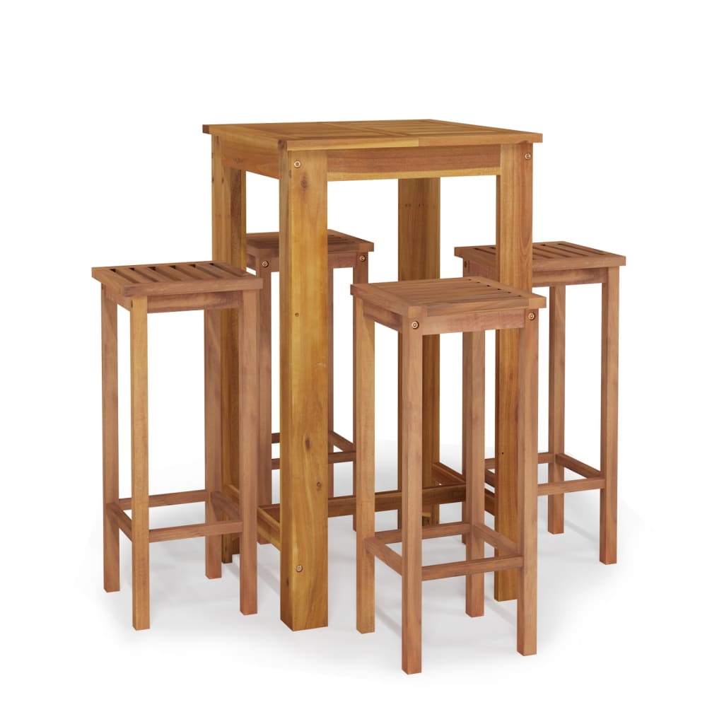 vidaXL 5 Piece Garden Bar Set Solid Wood  Acacia