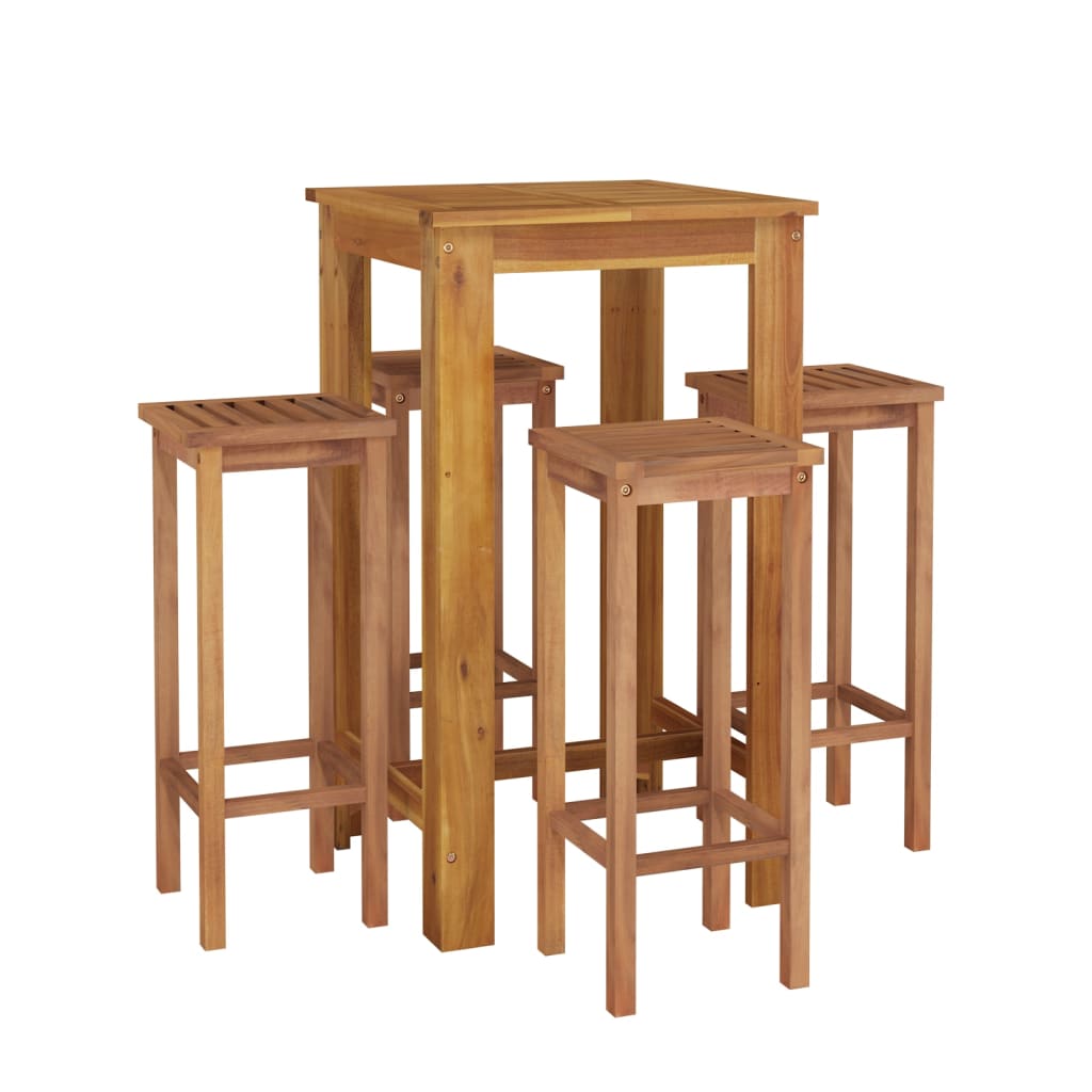 vidaXL 5 Piece Garden Bar Set Solid Wood  Acacia