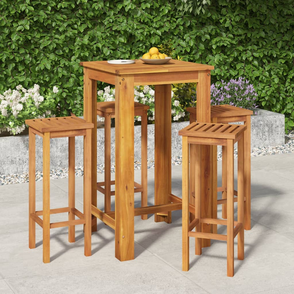 vidaXL 5 Piece Garden Bar Set Solid Wood  Acacia