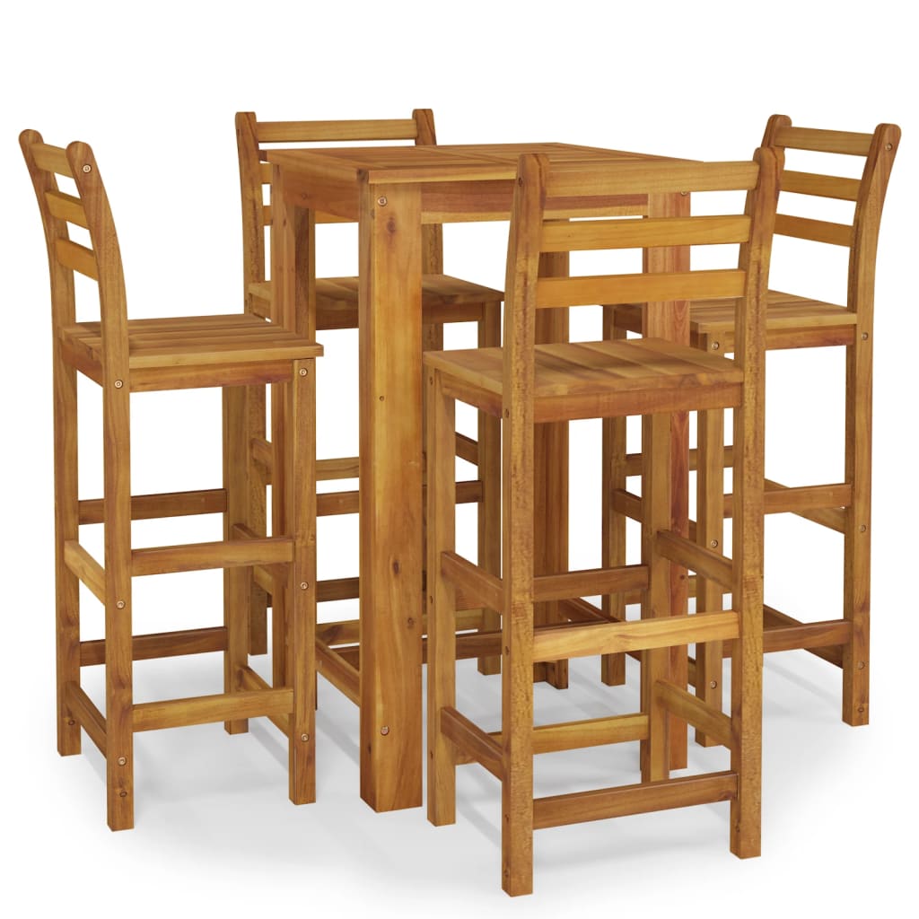 Garden Bar Set | Natural wood | Solid acacia wood | Medium | Footrest